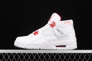 Air Jordan 4 Red Metallic white and red front floor basketball CT8527-112