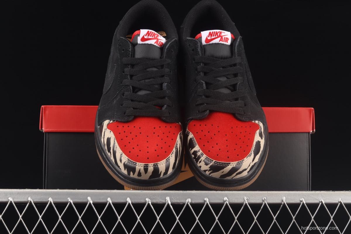 Air Jordan 1 Low Carnivore predator theme black and red low-side cultural board shoes DN3400-001