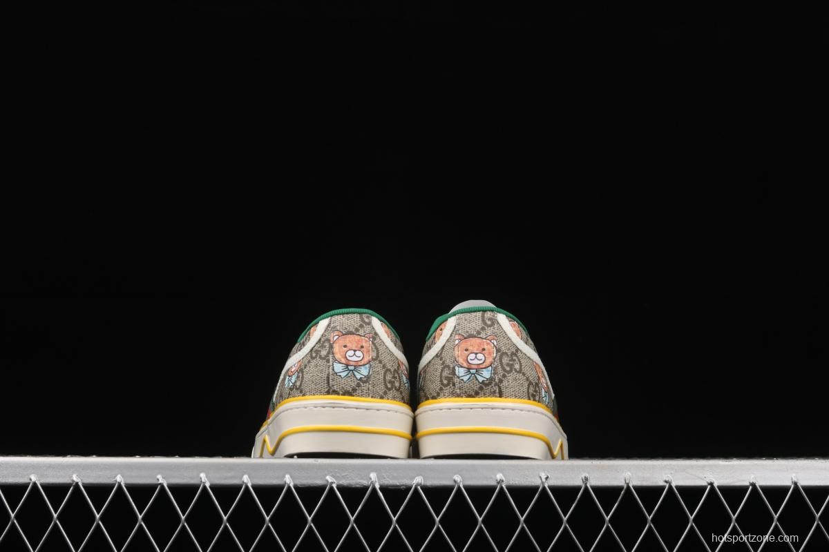 Gucci Tennis 1977 Print Sneaker canvas bear printed retro leisure sports board shoes