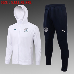 21 22 Manchester City Full Zipper Tracksuit Hoodie White F375#