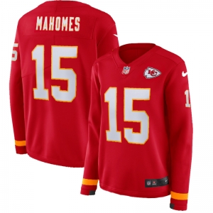 Women's Patrick Mahomes Red Therma Long Sleeve Player Limited Team Jersey