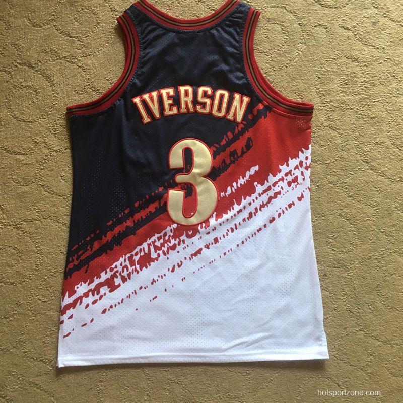 Men's Allen Iverson Black And White Retro Classic Team Jersey