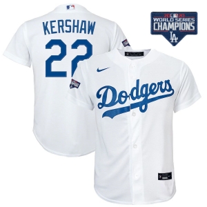 Youth Clayton Kershaw White 2020 World Series Champions Home Player Team Jersey