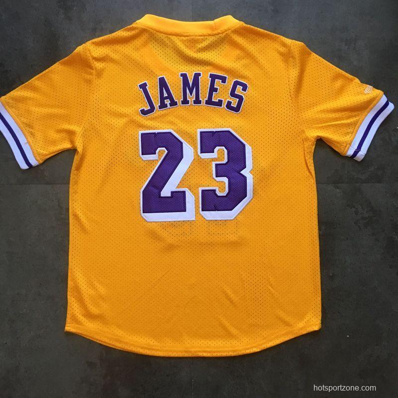 Men's LeBron James Yellow Retro Classic Team Short Sleeve Jersey