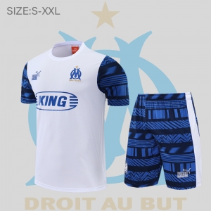 22/23 Olympique De Marseille Training Jersey Short Sleeve Kit White Blue