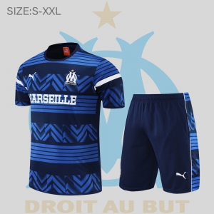 22/23 Olympique De Marseille Training Jersey Short Sleeve Kit Blue