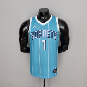 75th Anniversary Ball #1 Charlotte Hornets Blue NBA Jersey
