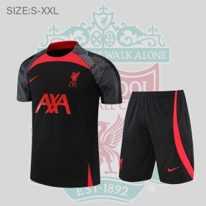 22/23 Liverpool Training Jersey Short Sleeve Kit Black Red
