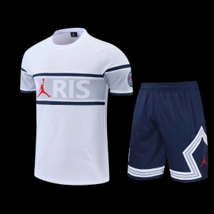 22/23 PSG White And Blue Short Sleeve Training Jersey: