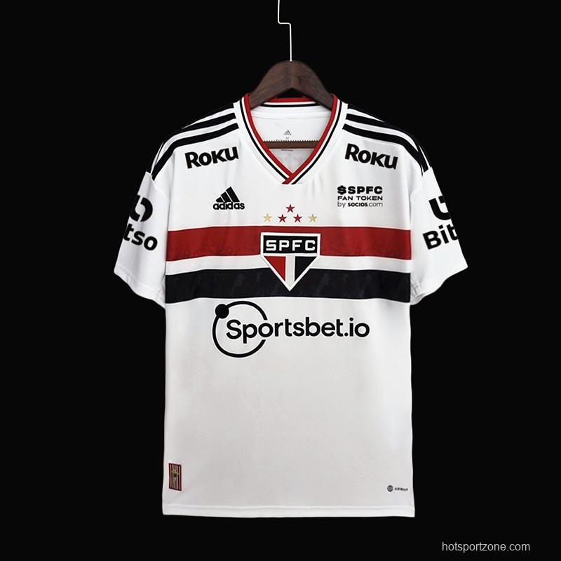 22/23 All Sponsor São Paulo Home  Soccer Jersey