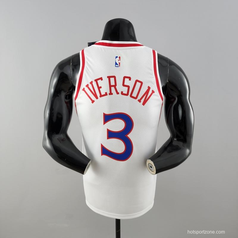 Rookie Philadelphia 76ers Iverson #3 White NBA Jersey 