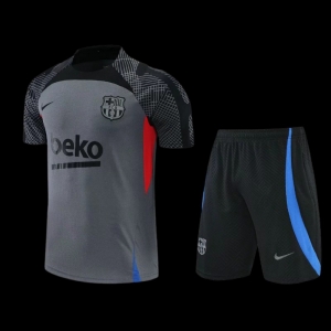 2223 Barcelona Grey Black Short Sleeve Training Jersey 