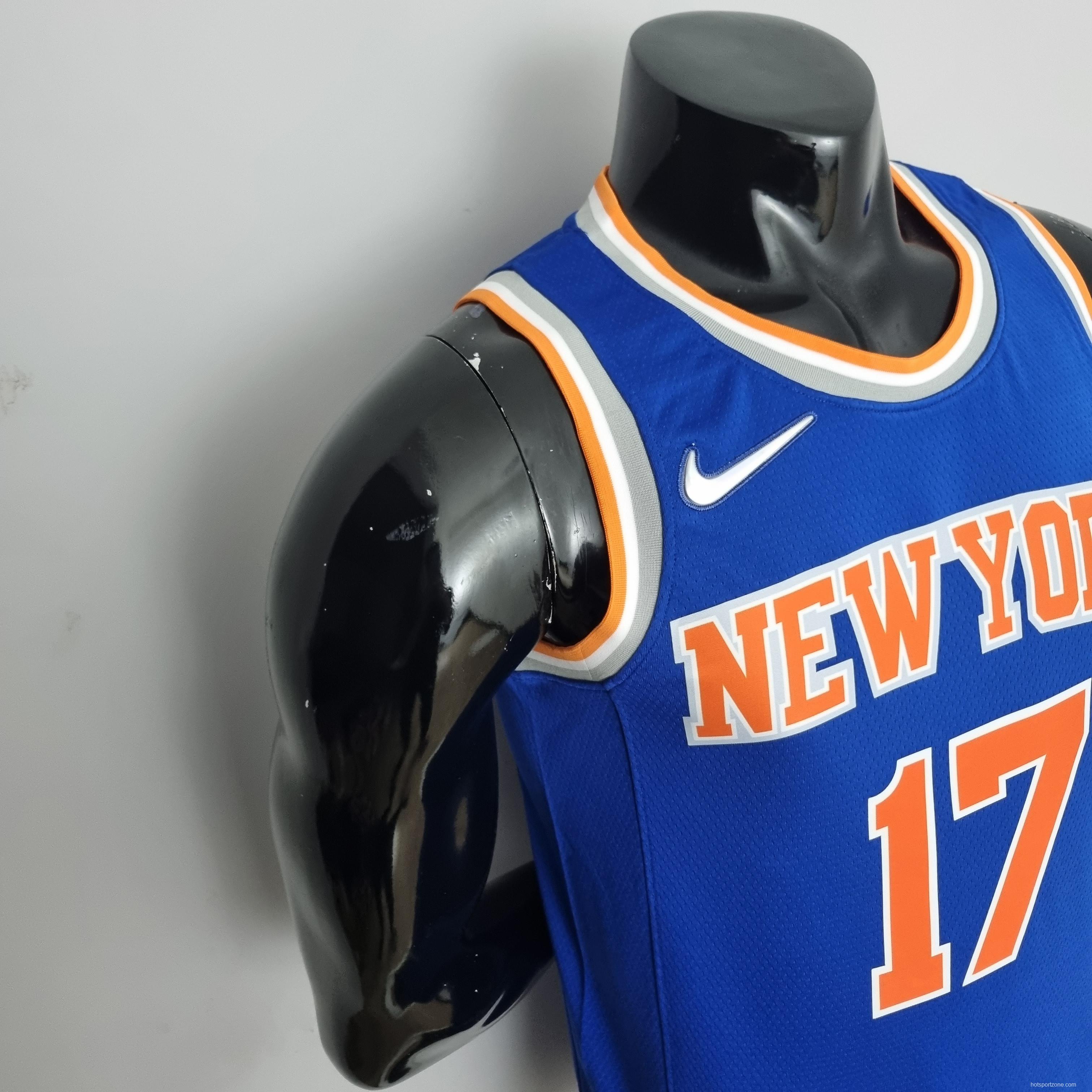 75th Anniversary Lin #17 New York Knicks Blue NBA Jersey