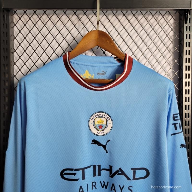 22/23 Manchester City Home Long Sleeve Soccer Jersey