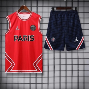 22/23 PSG Jordan Red Pregame Training Jersey Vest+Shorts