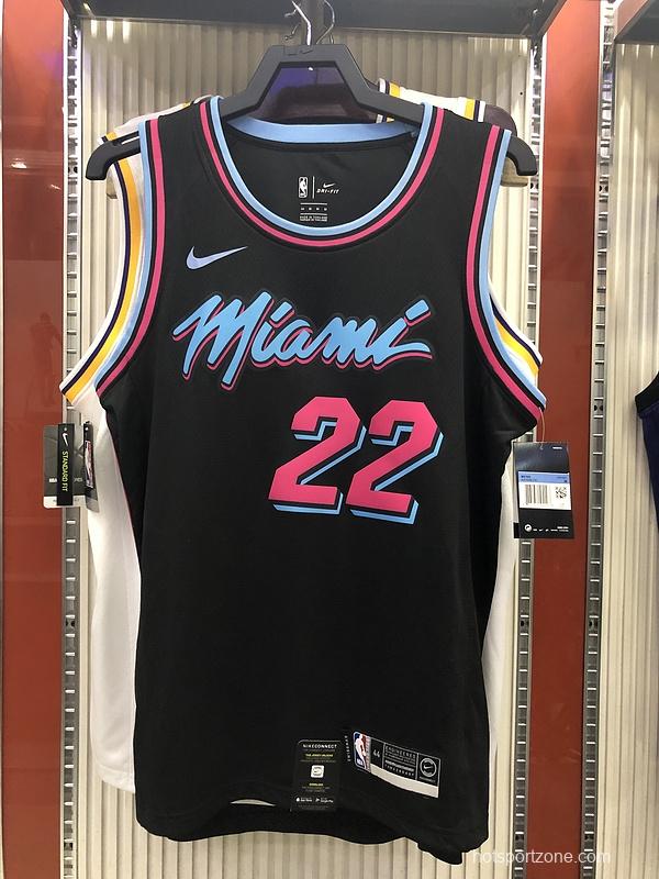 2019-20 NBA Heat Pressed Men's Black Miami Heat #22 Jimmy Butler City Edition Jersey