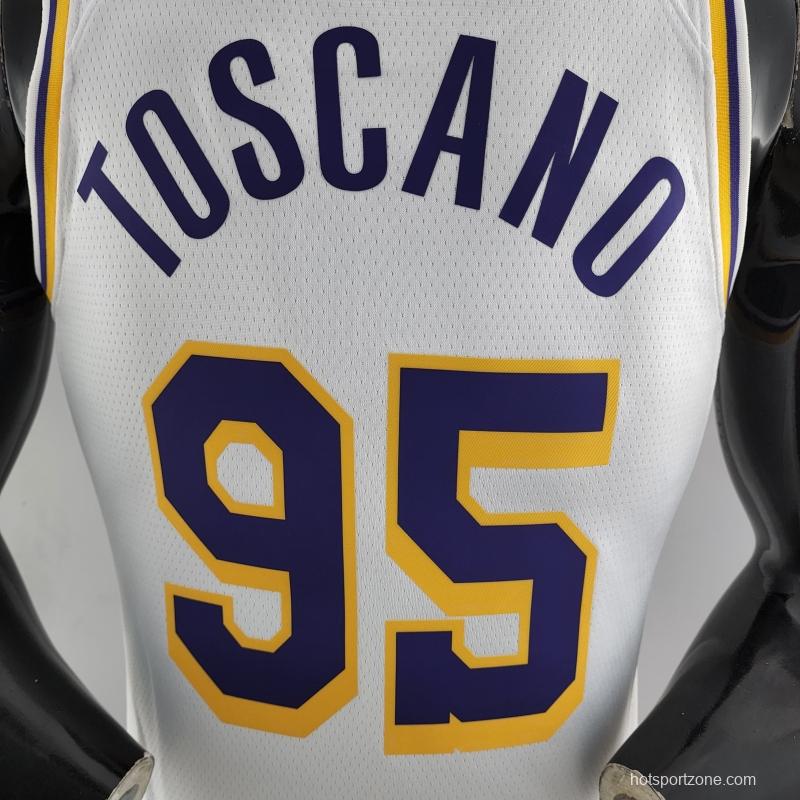 75th Anniversary TOSCANO #95 Los Angeles Lakers White NBA Jersey