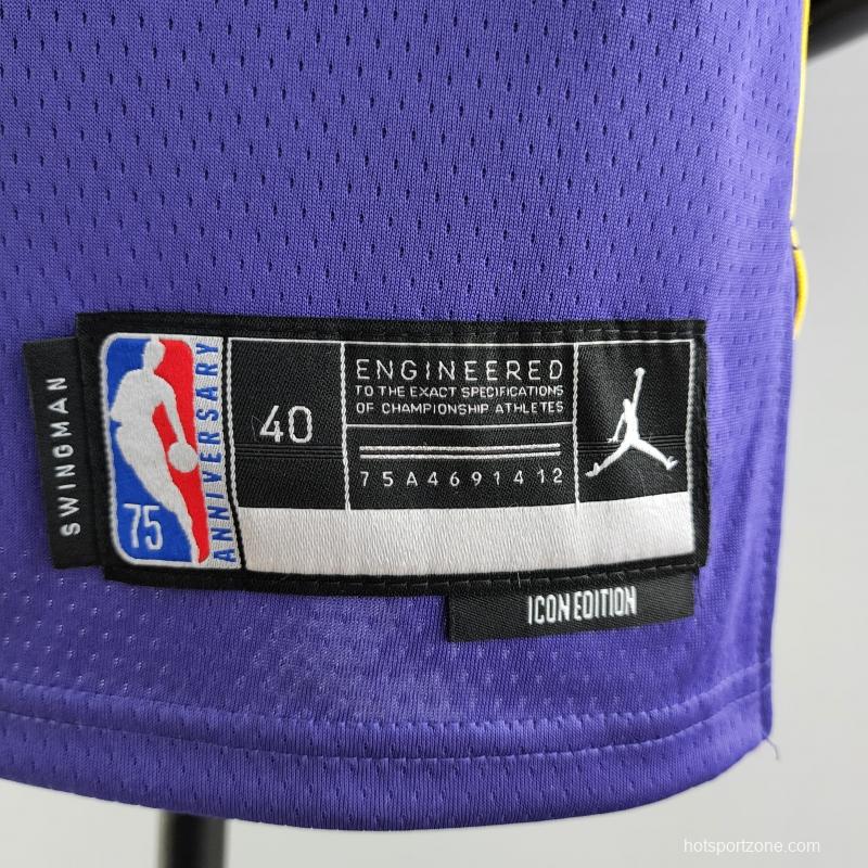 75th Anniversary TOSCANO #95 Los Angeles Lakers Jordan Purple NBA Jersey