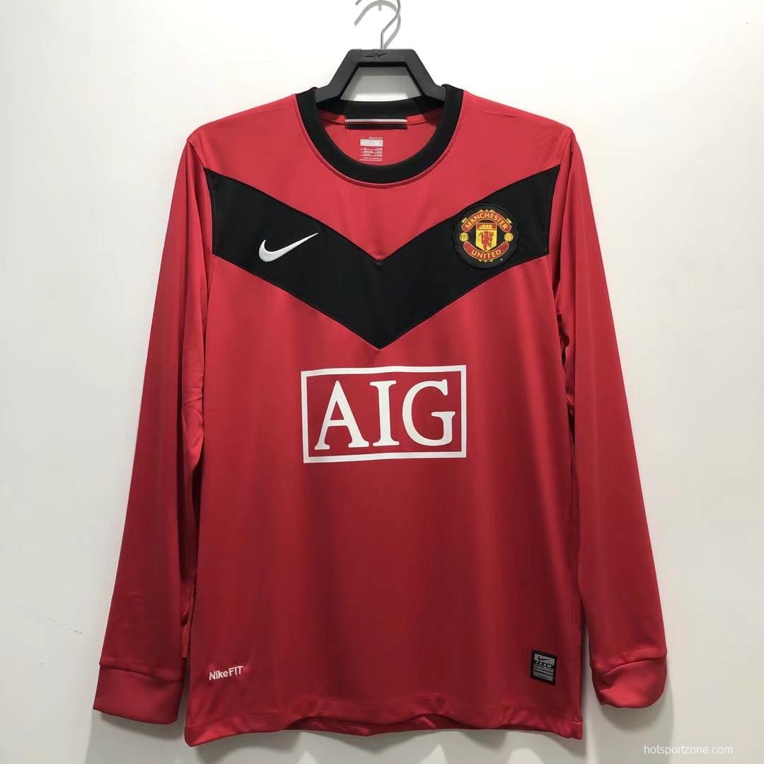 Retro 09/10 Long Sleeve Manchester United Home Soccer Jersey