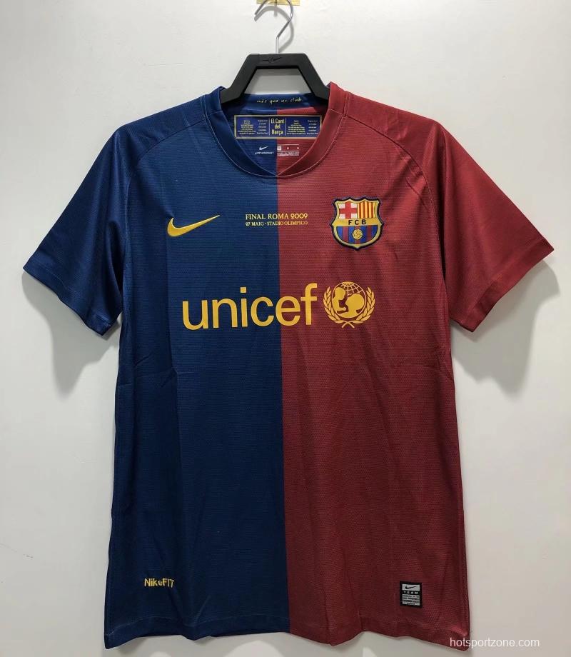 Retro 08/09 Barcelona Home Champions Version Soccer Jersey