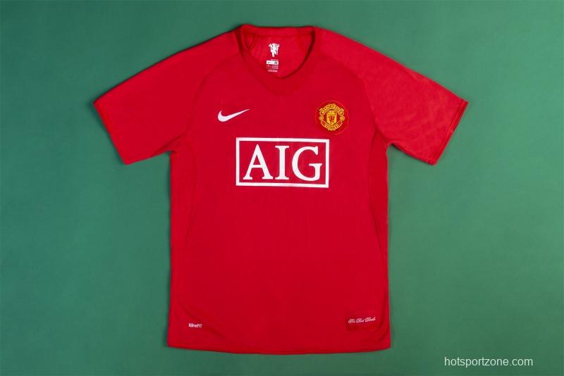 Retro 07/08 Manchester United Home Soccer Jersey