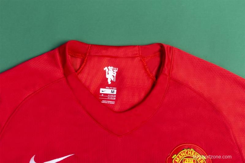 Retro 07/08 Manchester United Home Soccer Jersey