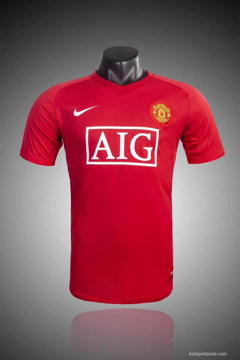 Retro 07/08 Manchester United Home Soccer Jersey