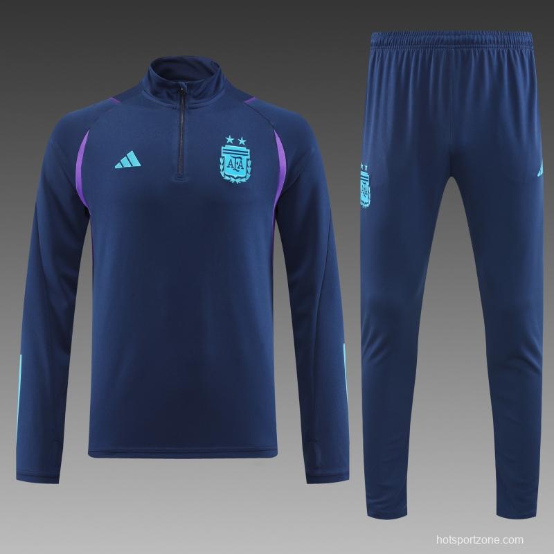 2022 Argentina Navy Half Zipper Tracksuit