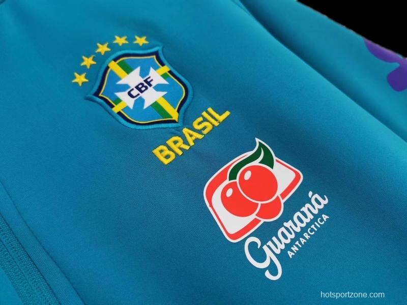 2022 Brazil Full Zipper Blue Training Jacket