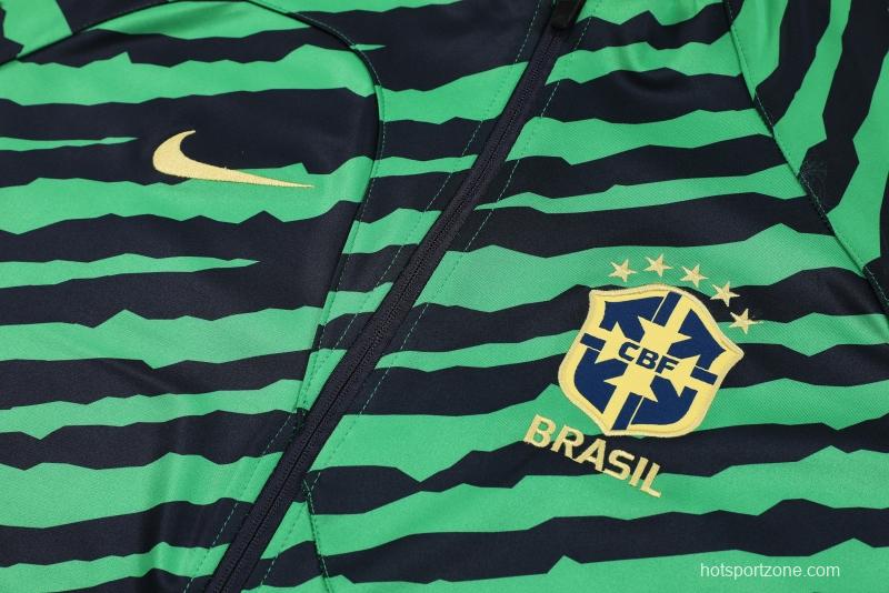 2022 Brazil Green/Black Half Zipper Tracksuit