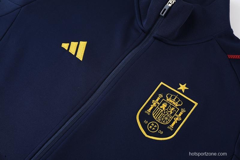 2022 Spain Navy Full Zipper Tracksuit