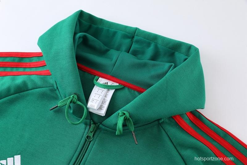 2022 Mexico Green Hoodie Full Zipper Tracksuit