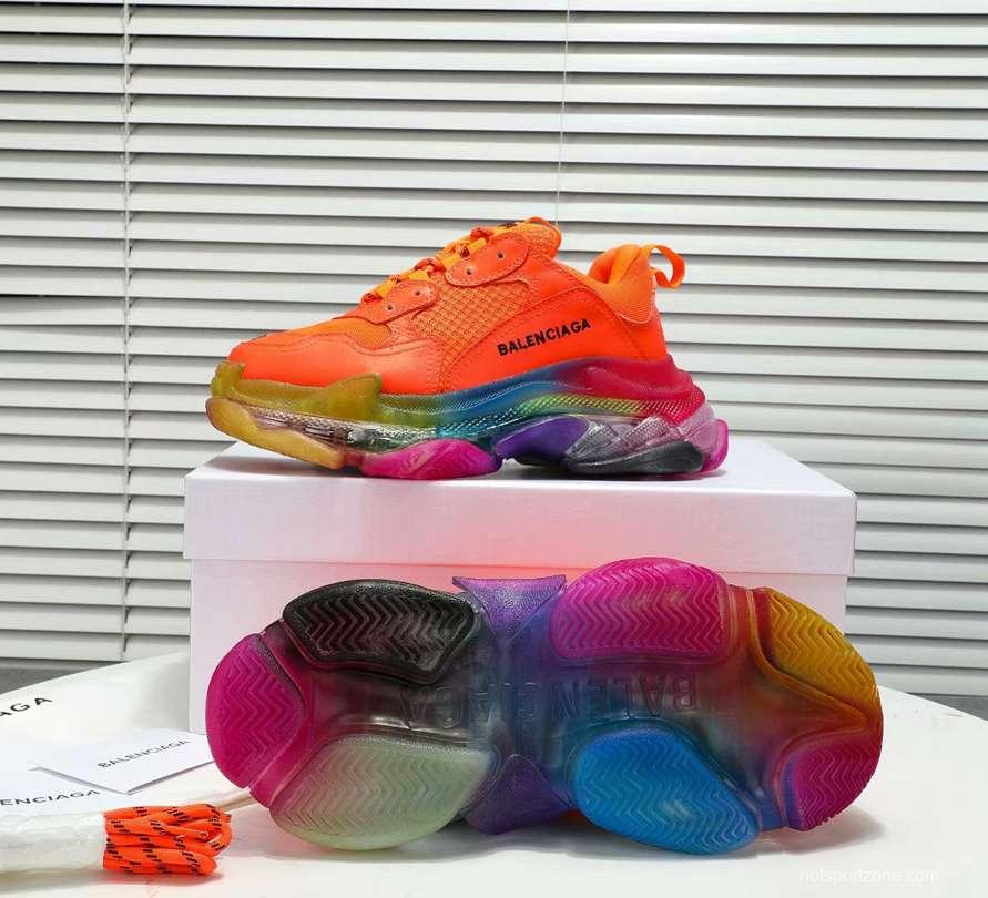 Men/Women Balenciaga Triple S MutiColor Clear Sole Orange Sneaker Item 6380400