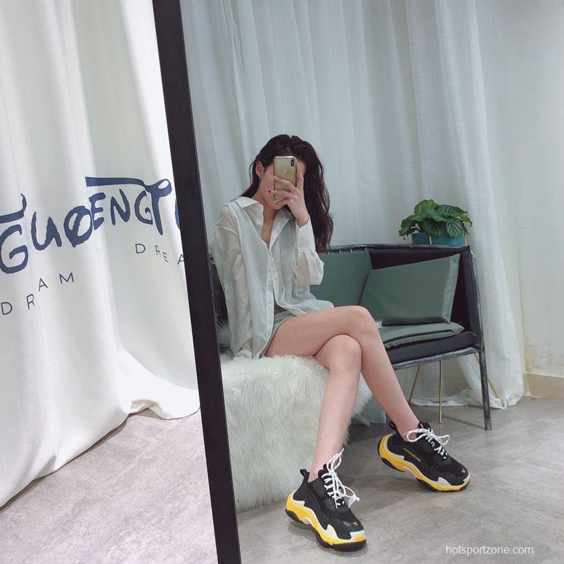 Men/Women Balenciaga Triple S Sneaker Black/Yellow