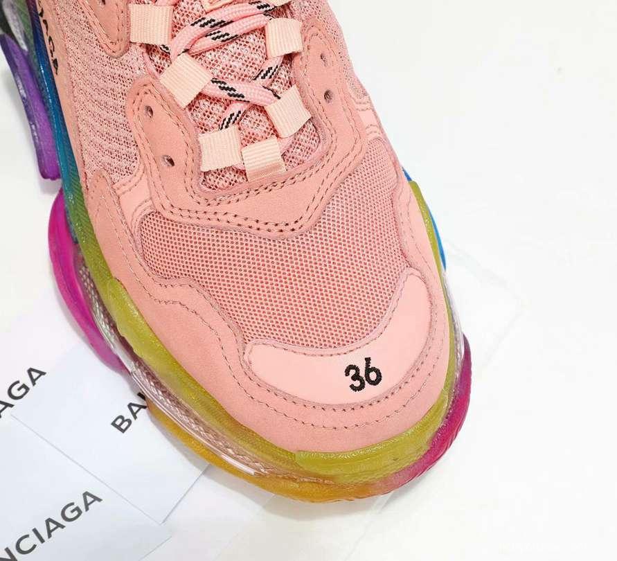 Men/Women Balenciaga Triple S MutiColor Clear Sole Pink Sneaker Item 6380400