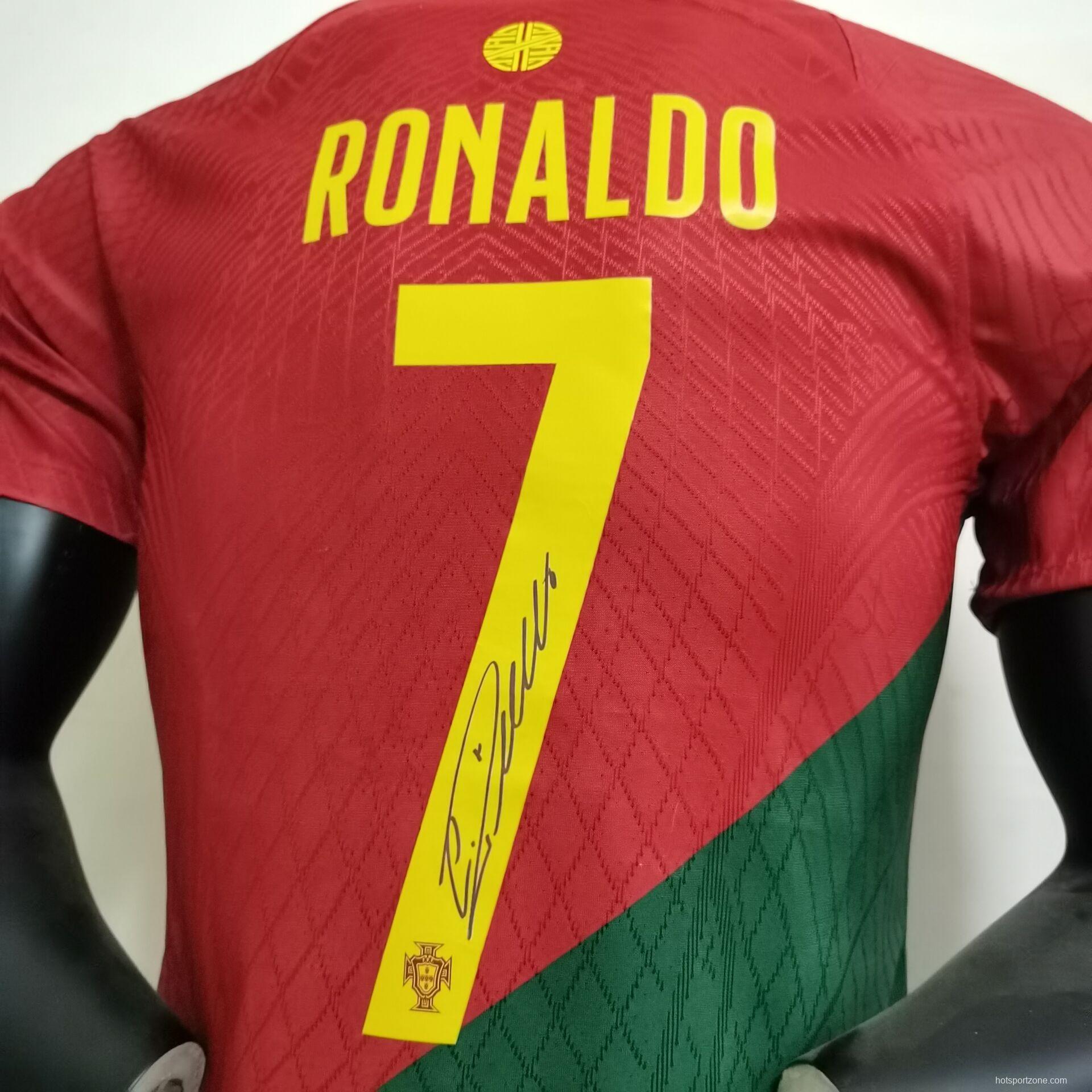 Player Version 2022 Portugal Home With Ronaldo Signed Jersey