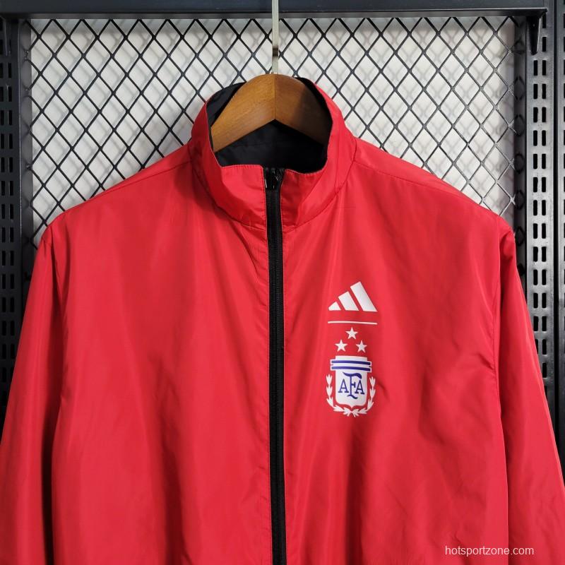 2023 Reversible 3-star Argentina Red/Black Windbreaker