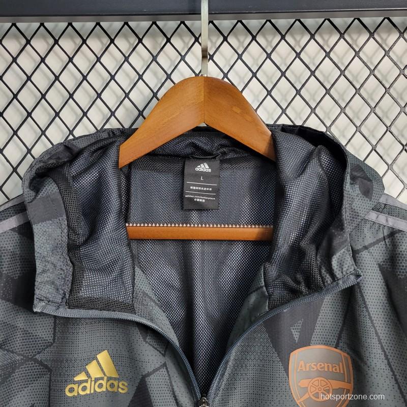 22-23 Arsenal Black Windbreaker