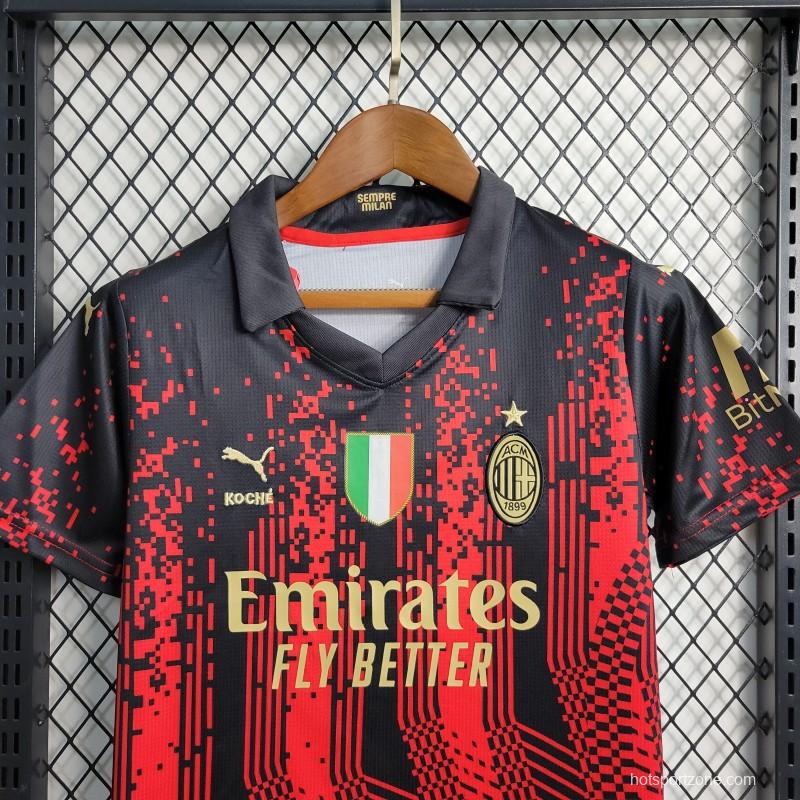 23-24 Kids AC Milan Forth Black/Red Jersey