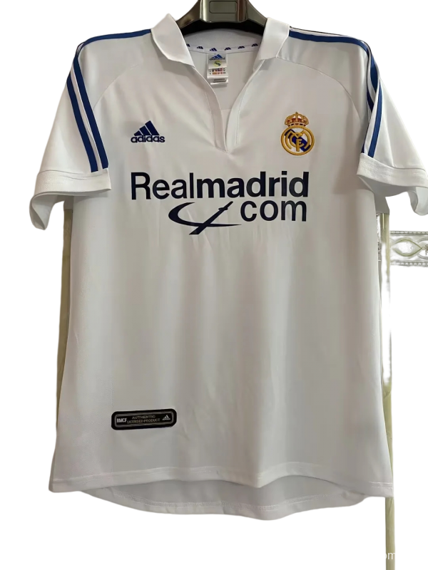 Retro 01/02 Real Madrid Home Jersey League Version With Sponsor