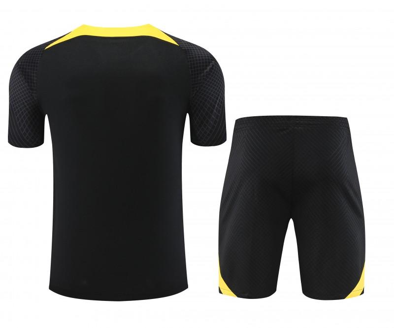 23-24 PSG Black Yellow Short Sleeve+Shorts