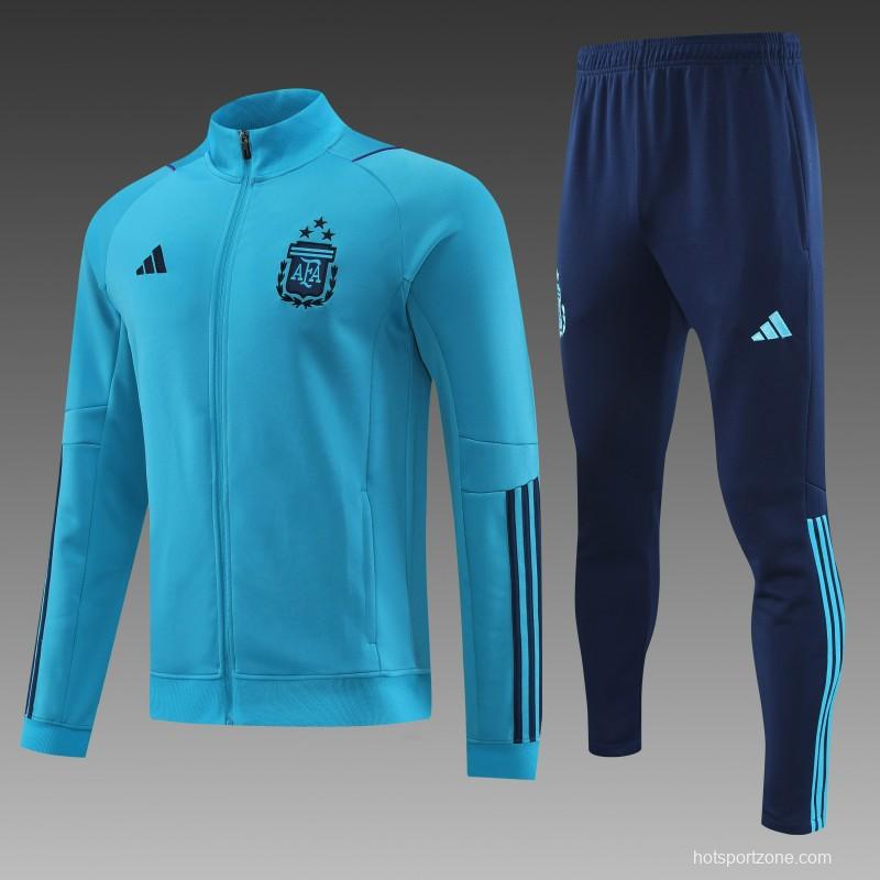 2023 Argentina Blue Full Zipper Jacket +Pants