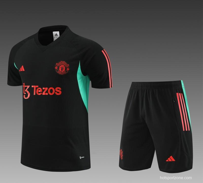 23 24 Manchester United Black White Short Sleeve+Shorts