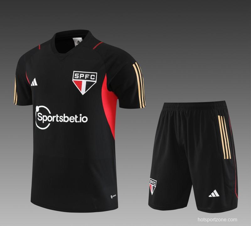 23/24 Sao Paulo Black Short Sleeve Jersey+Shorts