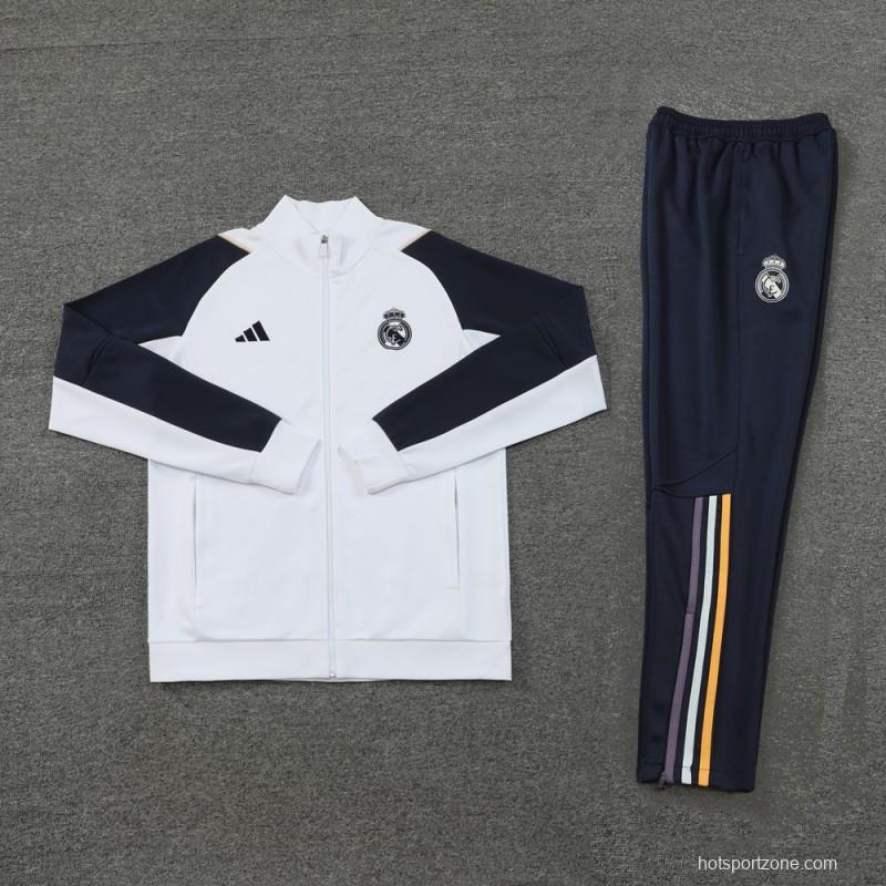 23/24 Real Madrid White/Navy Full Zipper +Pants