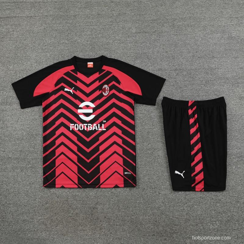23/24 AC Milan Red Black Short Sleeve Jersey+Shorts