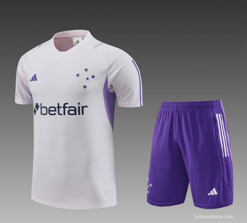 23 24 Cruzeiro White Short Sleeve+Shorts