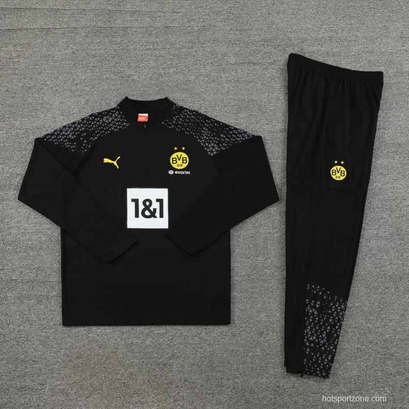 23/24 Borussia Dortmund Black Half Zipper Jacket+ Pants