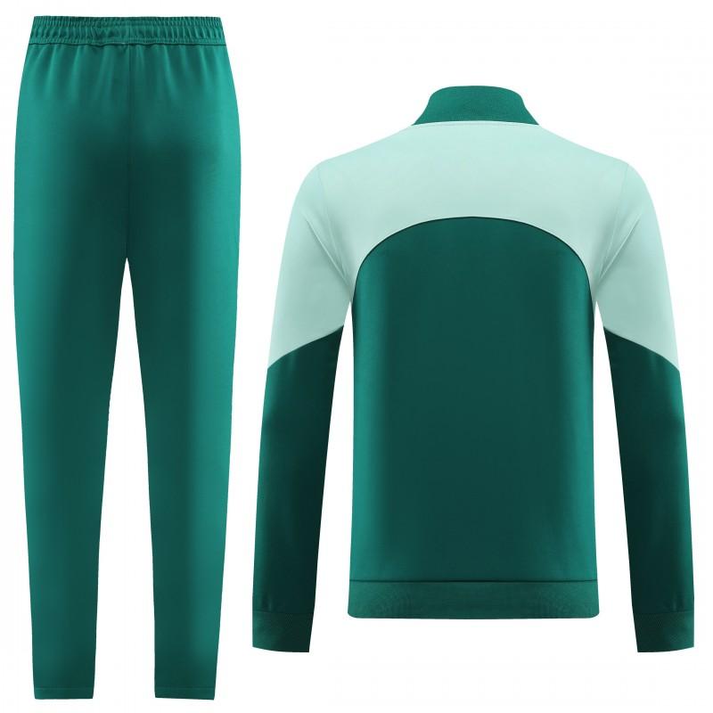 23/24 Adidas White/Green Full Zipper Hooide Jacket+Pants