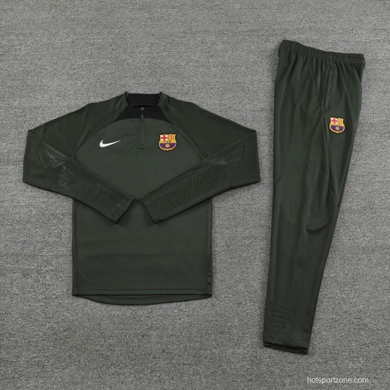 23/24 Barcelona Dark Green Half Zipper Jacket+Pants
